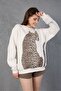 Leopard Patterned Printed Oversized Sweatshirt - 4