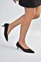 V404090302 Black Suede Pointed Toe Low Heel Women's Shoes - 3