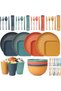 48pcs Unbreakable Dinnerware Sets for 4 People, Camping/Picnic Dinner Sets, Lightweight Colorfu