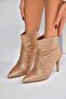 V572127214 Bronze Glitter Stone Thin Heeled Evening Dress Boots