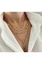 Steel Triple Necklace (Italian Chain. Swallow Necklace and Feather Star Detailed Necklace Set) - 2