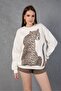 Leopard Patterned Printed Oversized Sweatshirt - 3