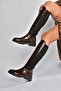 V312212360 Brown Rustic Women's Boots with Rubber Detail on the Back