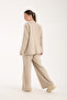 Beige Striped Detail Jacket Suit - 5