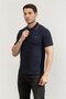 Men's Cotton Logo Woven Fabric Navy Blue Polo Collar T-Shirt K10K112751-CHW - 2