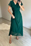 Women V-Neck Belted Maxi Chiffon Dress Nm008 - 4