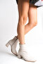Women's Leather Blunt Toe Heeled Boots - 4