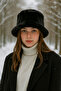 Plush Women's Winter Soft Furry Black Bucket Hat - 2