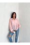 Women's Clothing Oversized Loose Fit Pink Color Striped Shirt. - 7