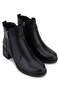 Women's Genuine Leather Black Leather Heeled Boots - 2