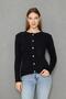 Women's Soft Textured Beard Drawstring Ribbed Knitwear Cardigan Buttoned Cardigan 791613 Black - 3
