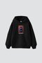 Crimson Reverie Printed Oversize Unisex Black Hoodie - 2