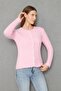 Women's Soft Textured Beard Drawstring Ribbed Knitwear Cardigan Buttoned Cardigan 791613 Pink