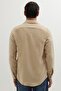 Men's Slim Fit Slim-Fitting Long-Sleeved Solid Winter Lumberjack Light Beige Shirt - 7