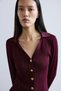 V-Neck Burgundy Knitwear Cardigan - 2
