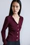 V-Neck Burgundy Knitwear Cardigan - 6