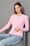 Women's Soft Textured Beard Drawstring Ribbed Knitwear Cardigan Buttoned Cardigan 791613 Pink - 3