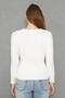 Women's Soft Textured Beard Drawstring Ribbed Knitwear Cardigan Buttoned Cardigan 791613 Ecru - 5