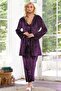 Velvet Patterned Winter Robe with Rope Straps Pajama Set 3-Piece Set - Brand, Stylish and Elegant Dowry Gift