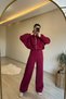 Women's Zippered Oversized Sweat and High-Waisted Sweatpants Set Nm018 - 3