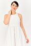 Women Ribbed A-Line Dress, White - 2