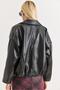 Women's Stylish Faux Leather Zippered Black Coat - 5