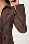 Lace-Up Slim Fit Poplin Shirt Ldz0057 Brown - 5