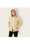 Girl's Oversize Plush Cardigan with Daisy Accessories, Zippered Pockets and Hood - 3