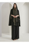 Black Embellished with Embellished Scarf Set - 3