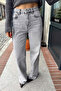 Gray Wash High Waist Wide Leg Jeans - 4