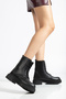 Women's Black Fur-Lined Waterproof Stitched Lightweight Rubber Non-Slip Sole Guaranteed Winter Casual Boots - 2