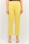 Women Street Fit Textured Straight Leg Pants, Mustard Yellow
