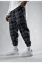 Unisex Jacquard Plaid Patterned Jogger Pants - 3