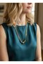 Gold Color 4 Chain Stainless Steel Ball Detailed Women's Steel Necklace Non-Tarnish Gold Necklace - 2