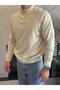 Men's Regular Fit Half Turtleneck Knitwear Sweater Beige Eca042 - 3