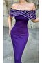 Scuba Stretchy Fabric Cowl Neck Stone-Detail Evening Dress 583243 PURPLE - 3
