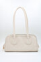 Women's Cream Shiny Patent Leather Long Handle Zipper Closure Hand and Shoulder Bag - 2