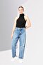 Women Loose Fit Distressed Wide Leg Jeans, Blue - 2