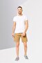 Men Washed Denim Shorts, Tan - 2