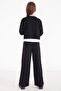 Black Stripe Detailed Lettered Wide Leg Girls' Suit 22772 - 6