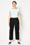 Women Cropped Fit Solid Chino Pants, Black - 2