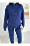 Women's Half-Zip Model Elastic Waist Narrow Leg Sweatpants Set - 3