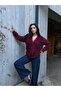 Women's Burgundy Plush Oversize Knit Cardigan 91 - 8