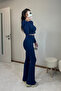 Soft Draped Top and Bottom Set Navy Blue - 6