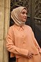 وشاح من الحرير القطني مزين بنقوش بلون السلمون مقاس 90x90 - 2