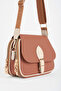 Women's Clover Tan Cream 4-Pocket Handbag with Flap, Zipper and Snap Closure