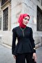 وشاح من الحرير القطني مونوغرام بنمط أحمر فوشيا مع تصميم أنيق 90x90 - 4