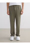 Khaki Comfortable Fit Textured Men's Trousers - 2