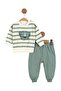 100% Cotton Baby Boy Set with Snap Buttons, Lion Puffy Applique & Elastic Waistband