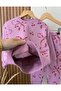 Girl's Cotton Pink Ribbon Patterned Tracksuit Set - Heart Patterned Sweatshirt and Bottoms - 4